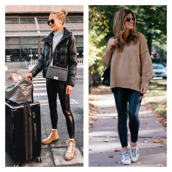 Commando Pants - Commando Black Faux Leather Raw Hem Leggings Size M